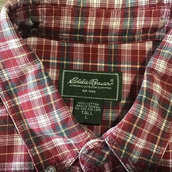 Eddie Bauer Flannel Plaid Shirt Mens Large Tall - Picture 2 of 5
